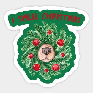 Dog Lover Christmas Fun I Smell Christmas Sticker